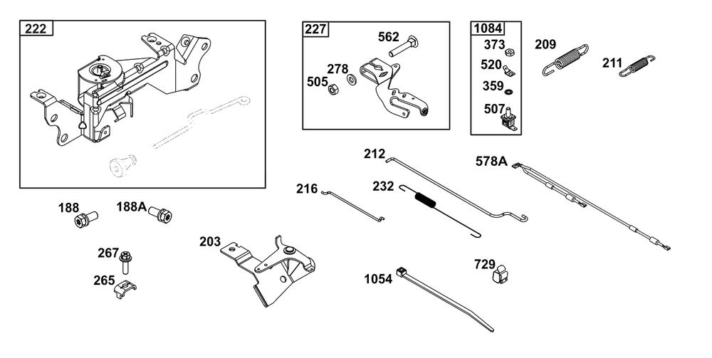 Controls Group Diagram and Parts List for 305777-3136-G1  Briggs and Stratton Engine